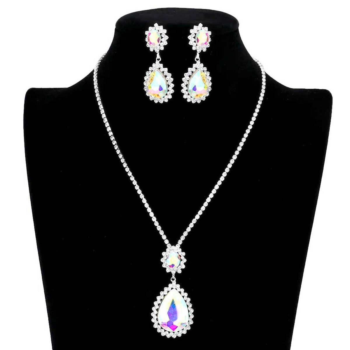 Teardrop Accented Rhinestone Necklace