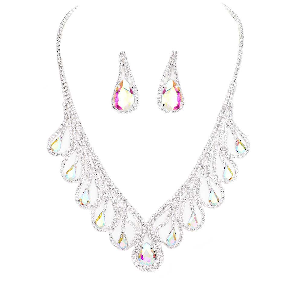 Teardrop Crystal Rhinestone Collar Necklace