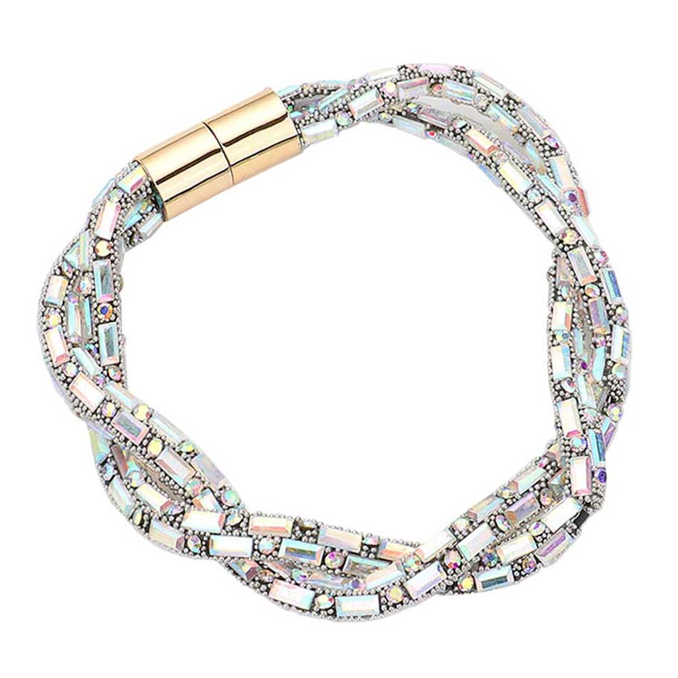 Stone Embellished Twisted Magnetic Bracelet