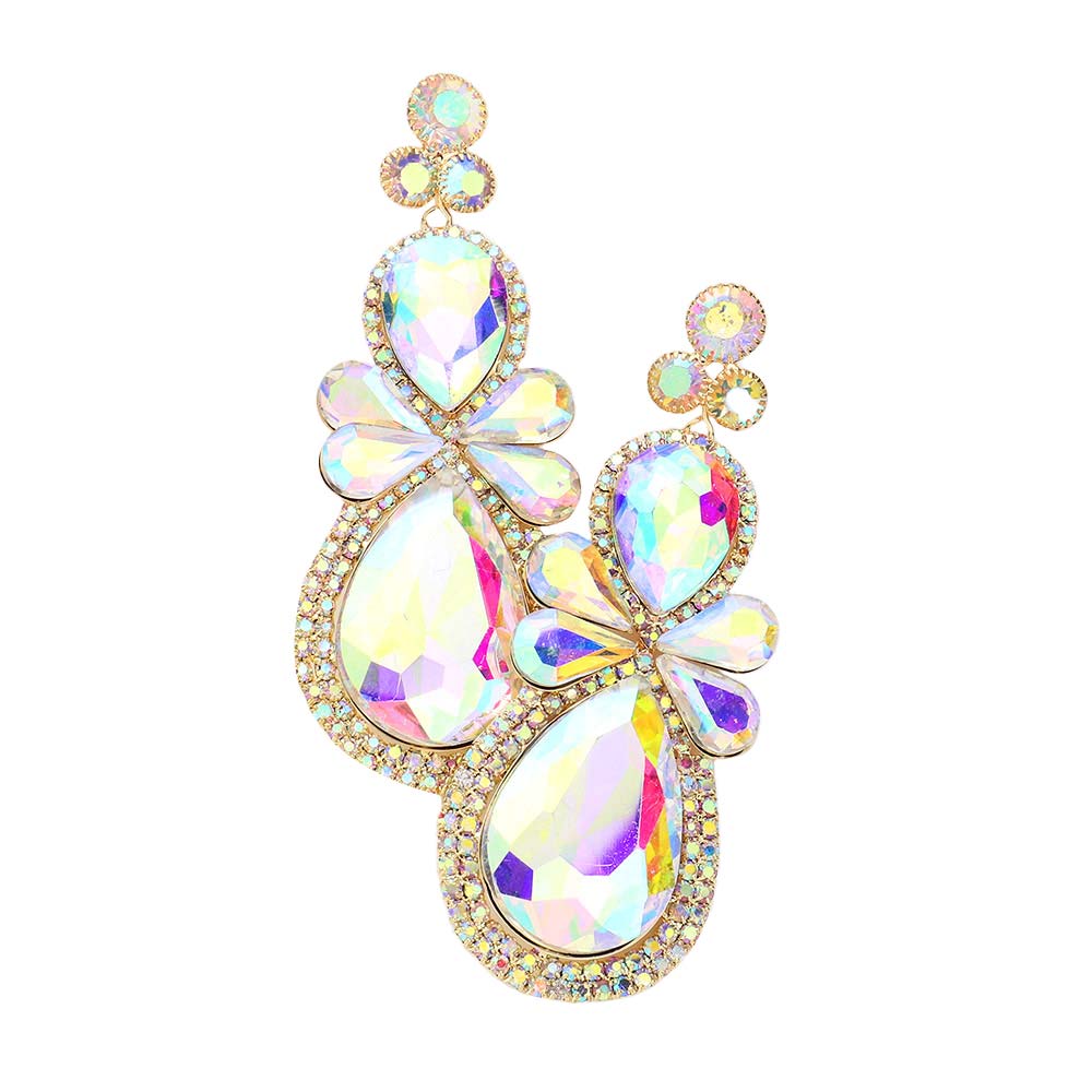 Teardrop Accented Dangle Evening Earrings