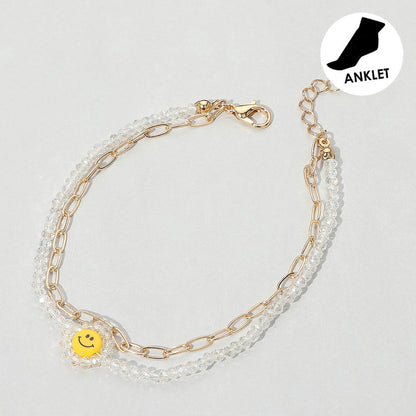 Smile Accented Double Layered Anklet