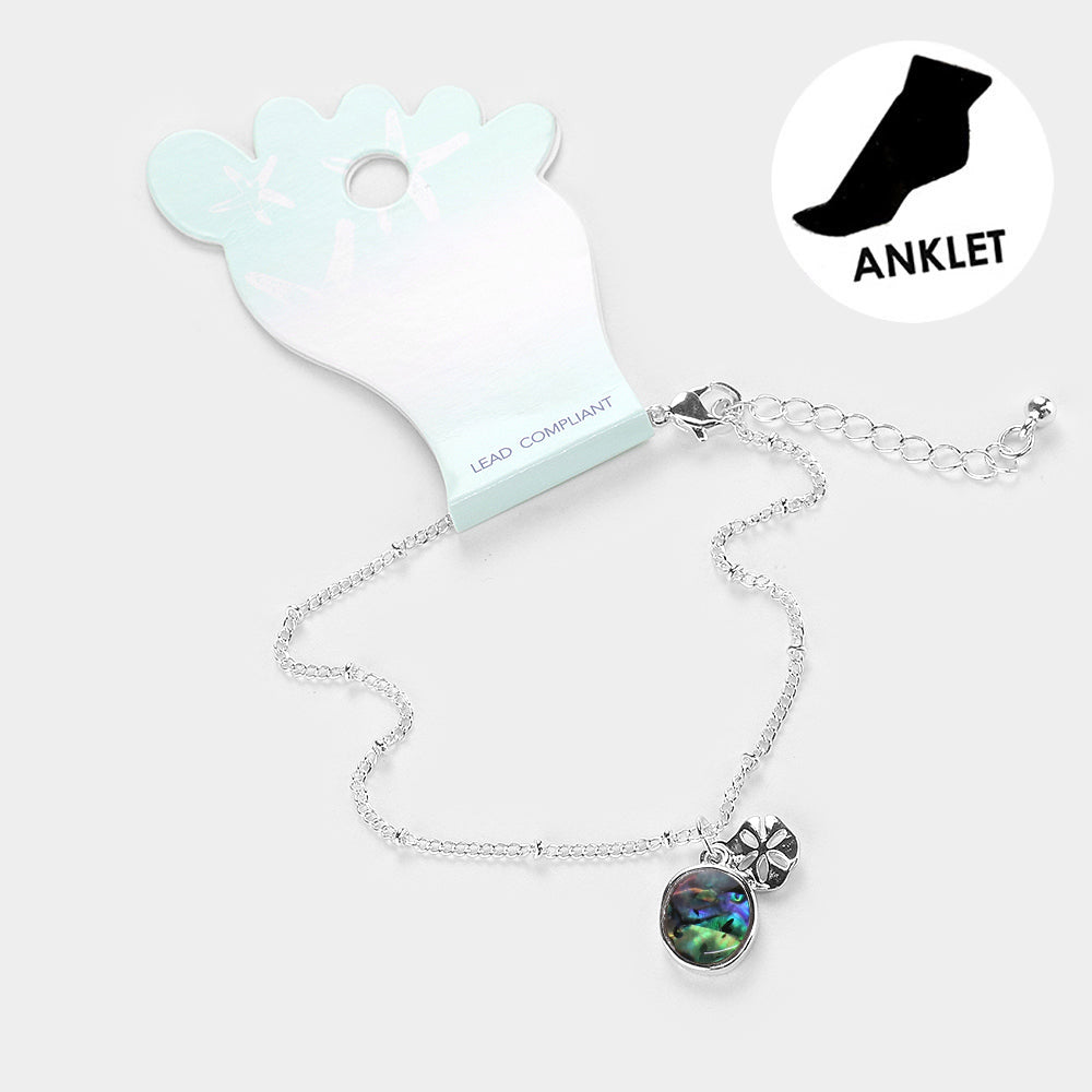 Abalone Cutout Metal Sand Dollar Anklet