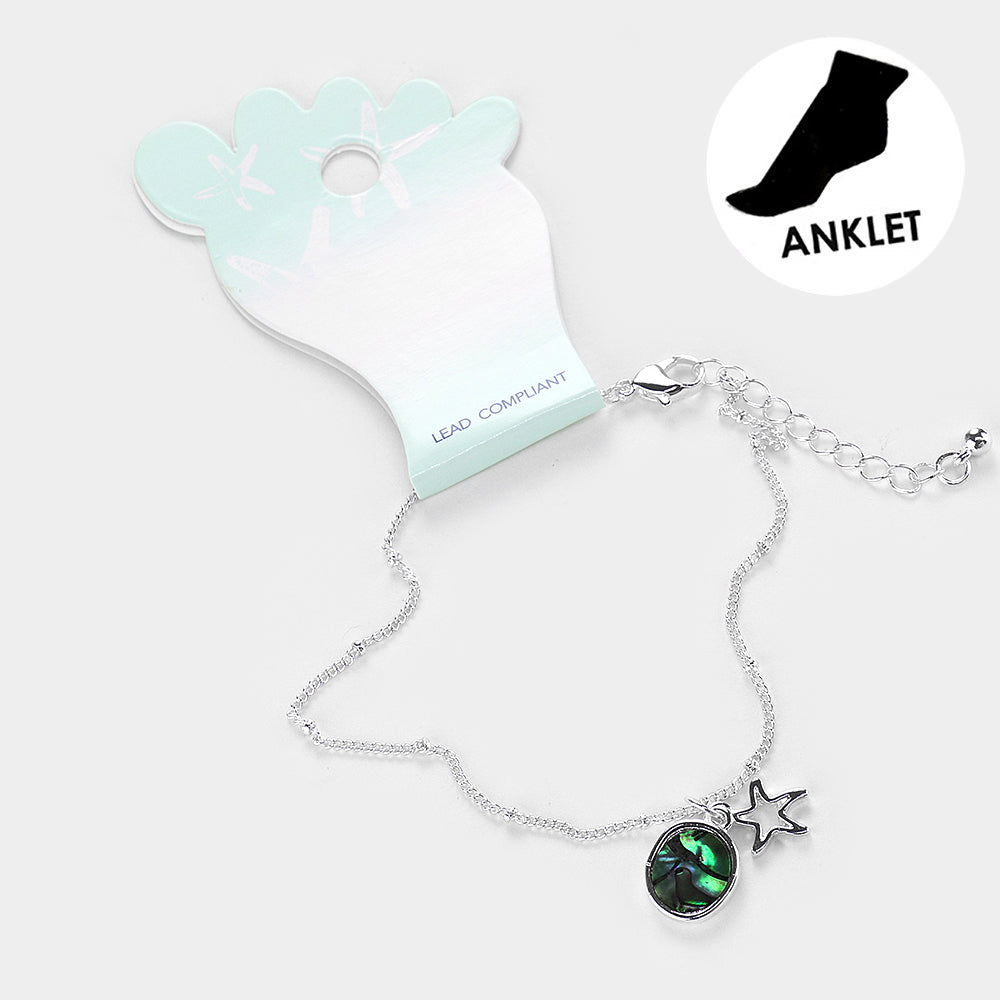 Abalone Cut Out Metal Starfish Anklet