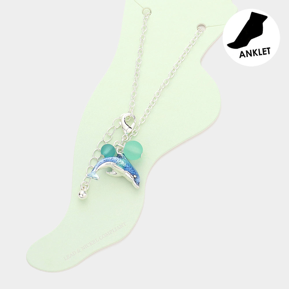 3D Dolphin Charm Anklet
