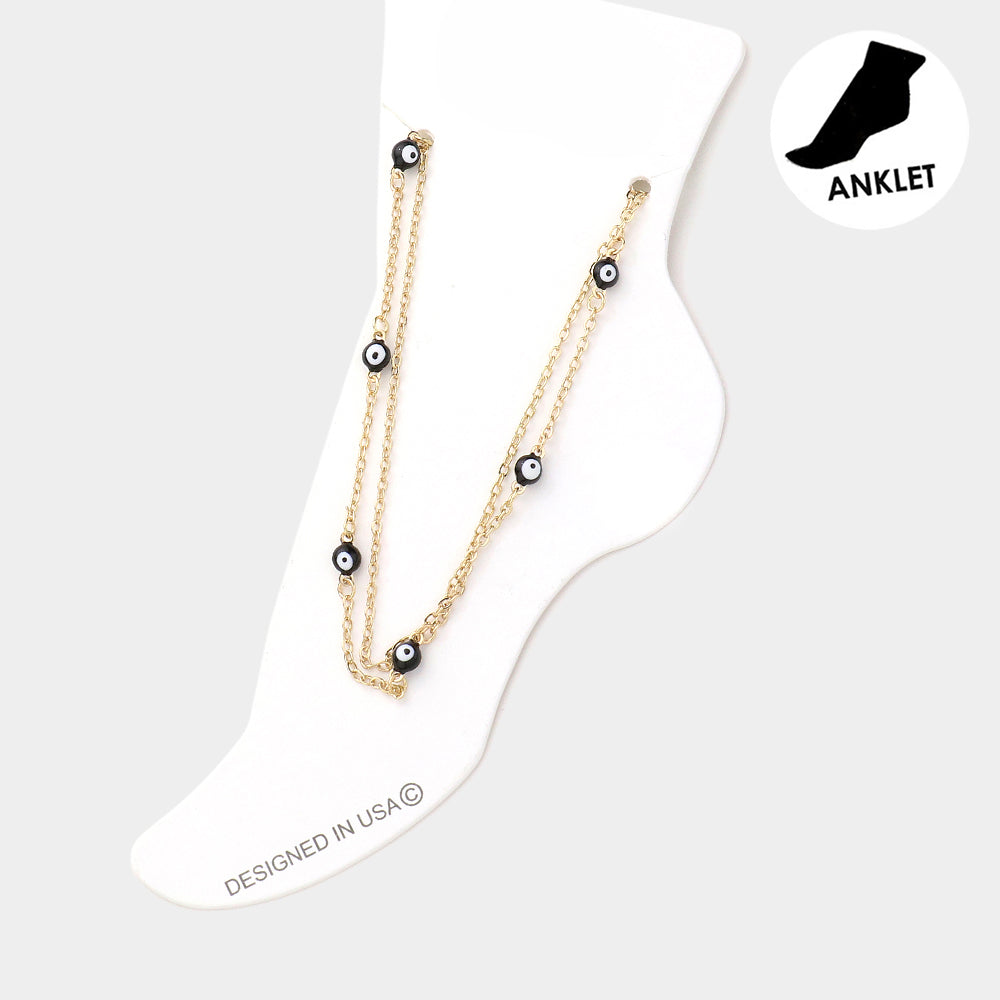 Evil Eye Station Double Layered Anklet