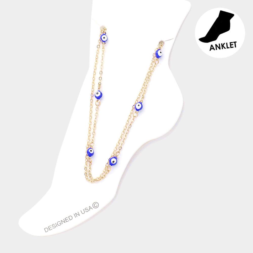 Evil Eye Station Double Layered Anklet