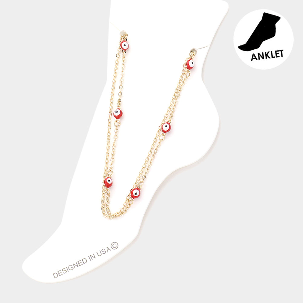 Evil Eye Station Double Layered Anklet