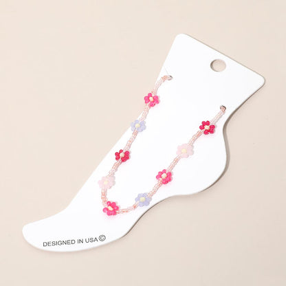 Flower Faceted Beaded Anklet