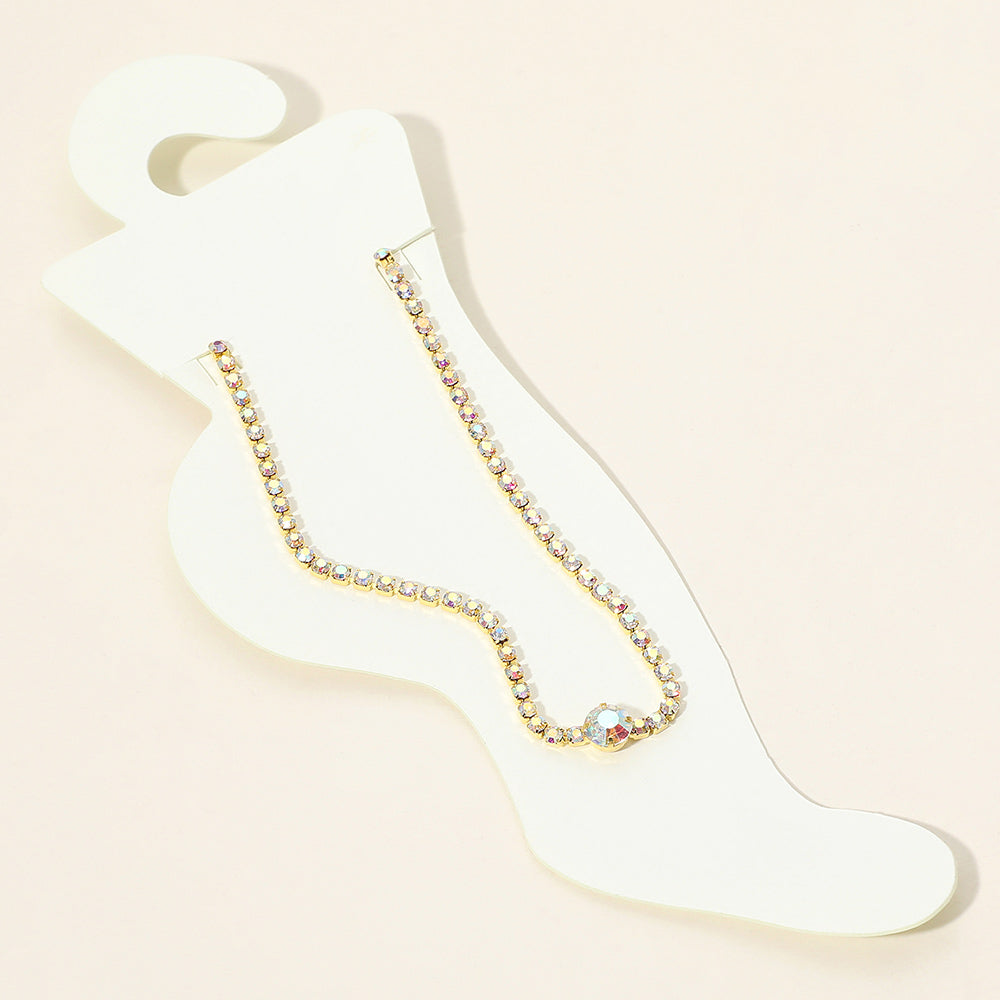 Rhinestone Cluster Evening Anklet