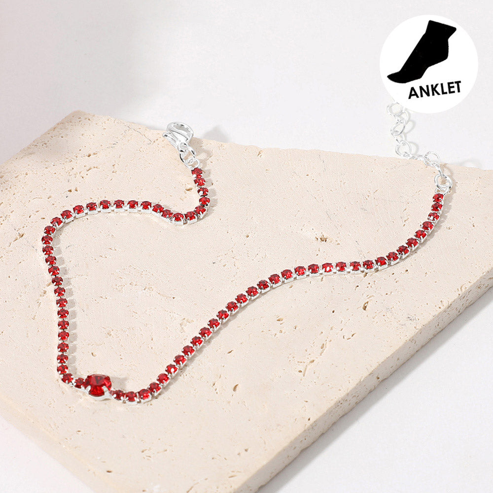 Rhinestone Cluster Evening Anklet