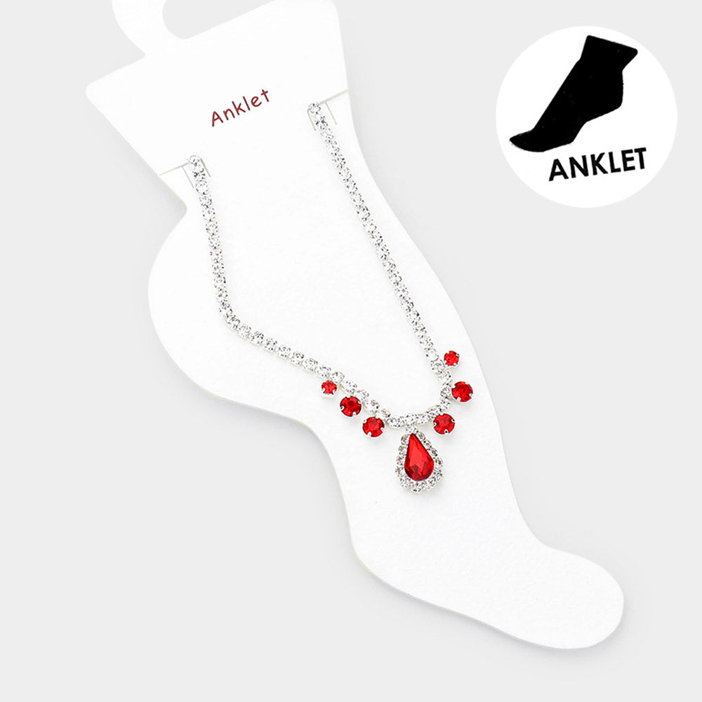 Teardrop Stone Accented Evening Anklet