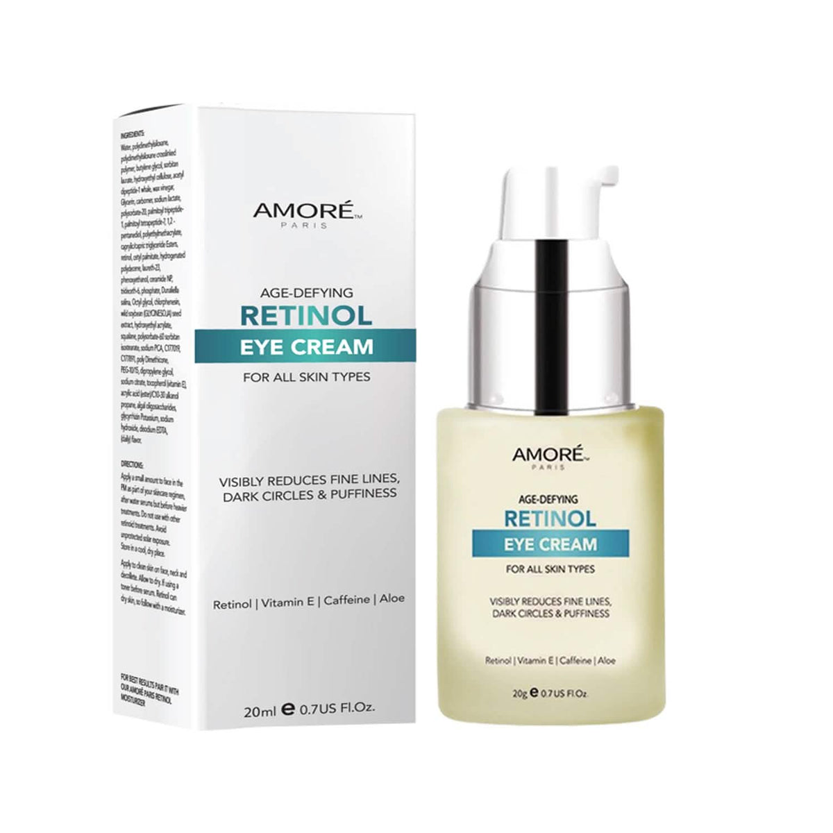 Crema Anti-Edad Suavizante para el Contorno de Ojos con Retinol A, Aloe, Ácido Hialurónico y Vitamina E