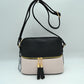 Crossbody Bag with Double Zipper Tassel Accent