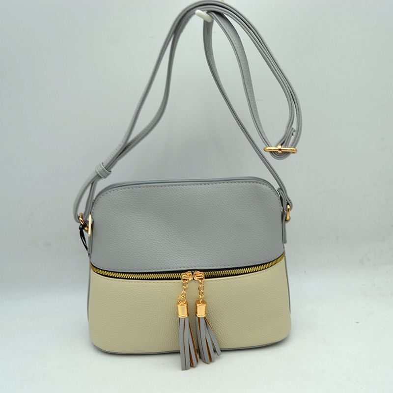 Crossbody Bag with Double Zipper Tassel Accent