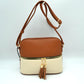 Crossbody Bag with Double Zipper Tassel Accent