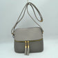 Crossbody Bag with Double Zipper Tassel Accent