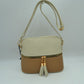 Crossbody Bag with Double Zipper Tassel Accent