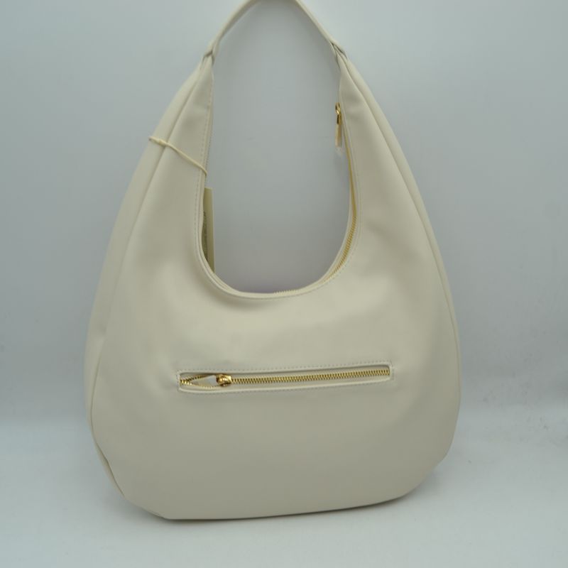 Slouchy Hobo Shoulder Bag with Dimensional Rose Applique