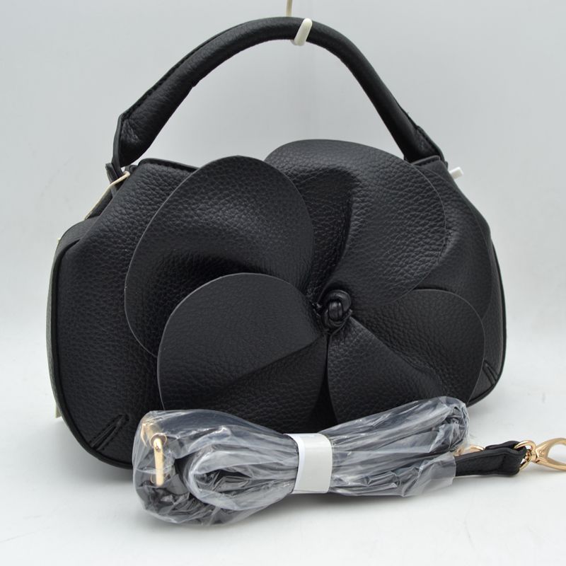 Sculptural Floral Accent Satchel – Convertible Textured Crossbody Bag
