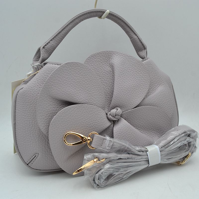 Sculptural Floral Accent Satchel – Convertible Textured Crossbody Bag