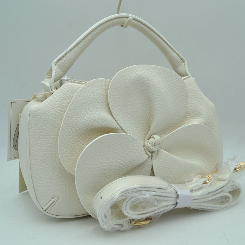 Sculptural Floral Accent Satchel – Convertible Textured Crossbody Bag