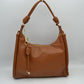 Slouchy Hobo Shoulder Bag with Knotted Strap Details and Gold-Tone Zipper Hardware