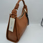 Slouchy Hobo Shoulder Bag with Knotted Strap Details and Gold-Tone Zipper Hardware
