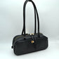 Structured Shoulder Bag with Long Double Straps and Clasp