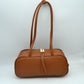 Structured Shoulder Bag with Long Double Straps and Clasp
