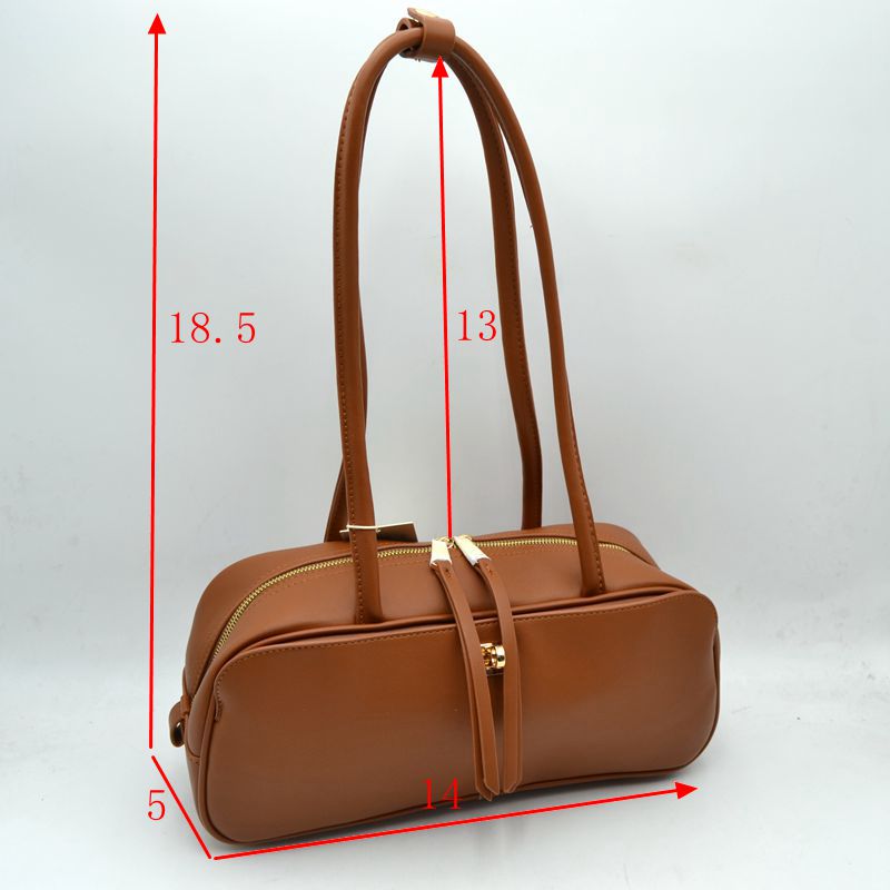 Structured Shoulder Bag with Long Double Straps and Clasp