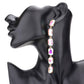 Emerald Cut Stone Link Dangle Evening Earrings