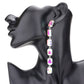 Emerald Cut Stone Link Dangle Evening Earrings