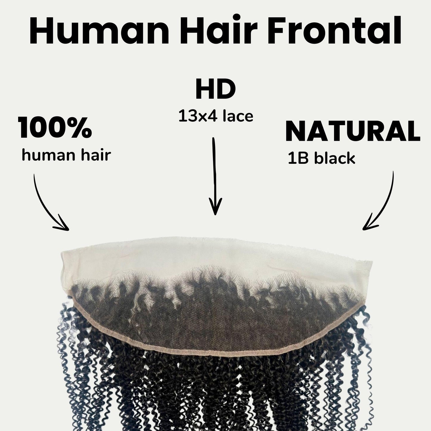 Frontal de cabello humano rizado afro 13x4 con encaje HD