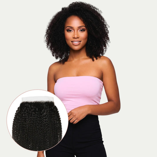 Cierre de cabello humano Afro Kinky 7x7 HD Lace
