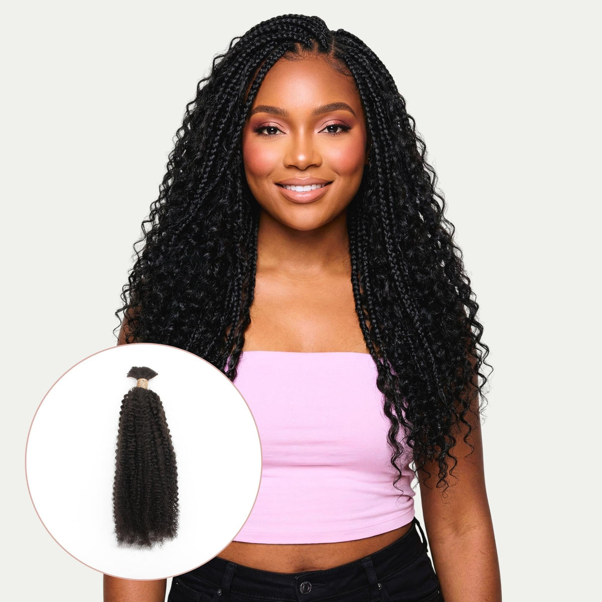 Cabello trenzado 100 % humano afro kinky a granel