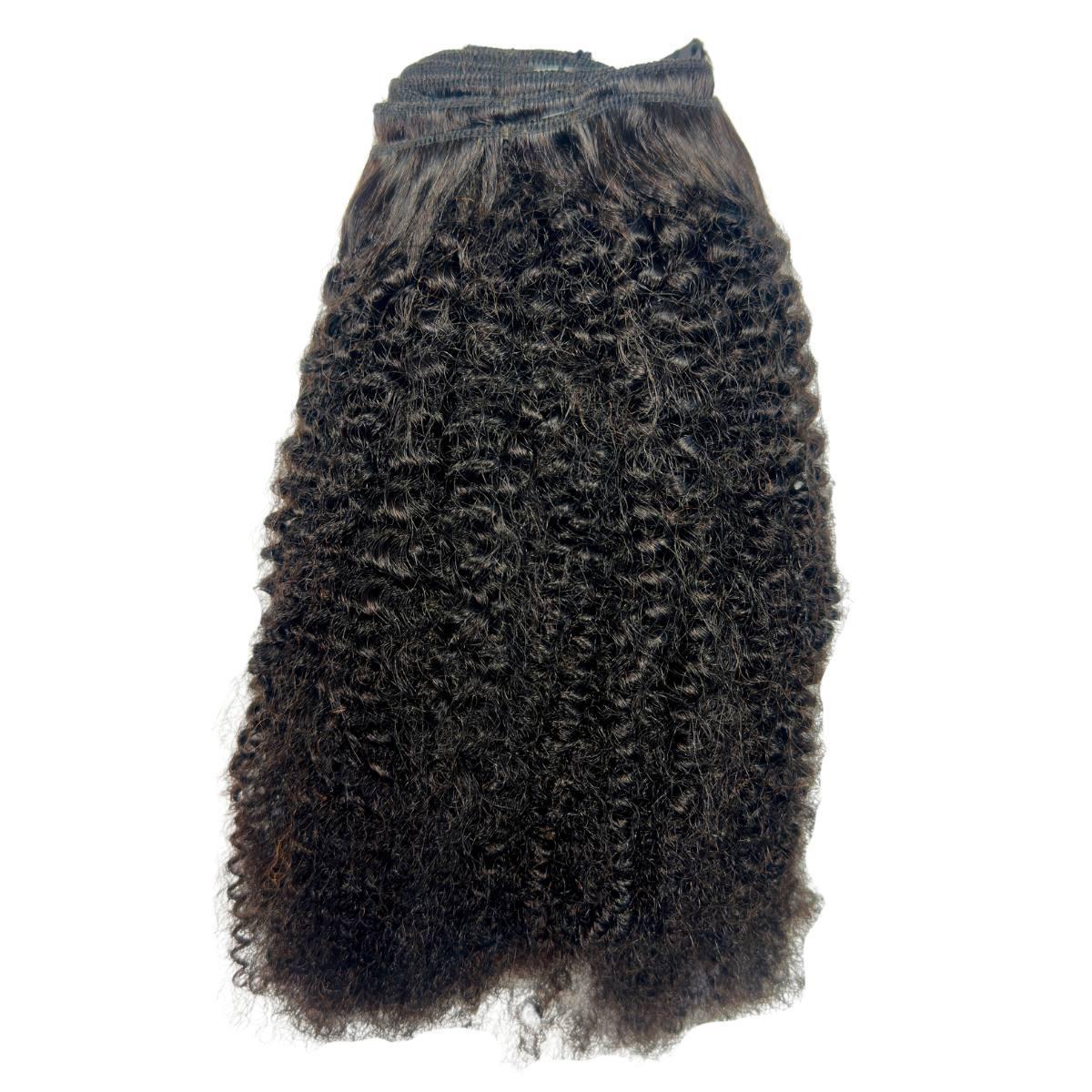 Extensiones de cabello 100% humano con clip, rizadas y muy encrespadas (Afro Kinky Curly)