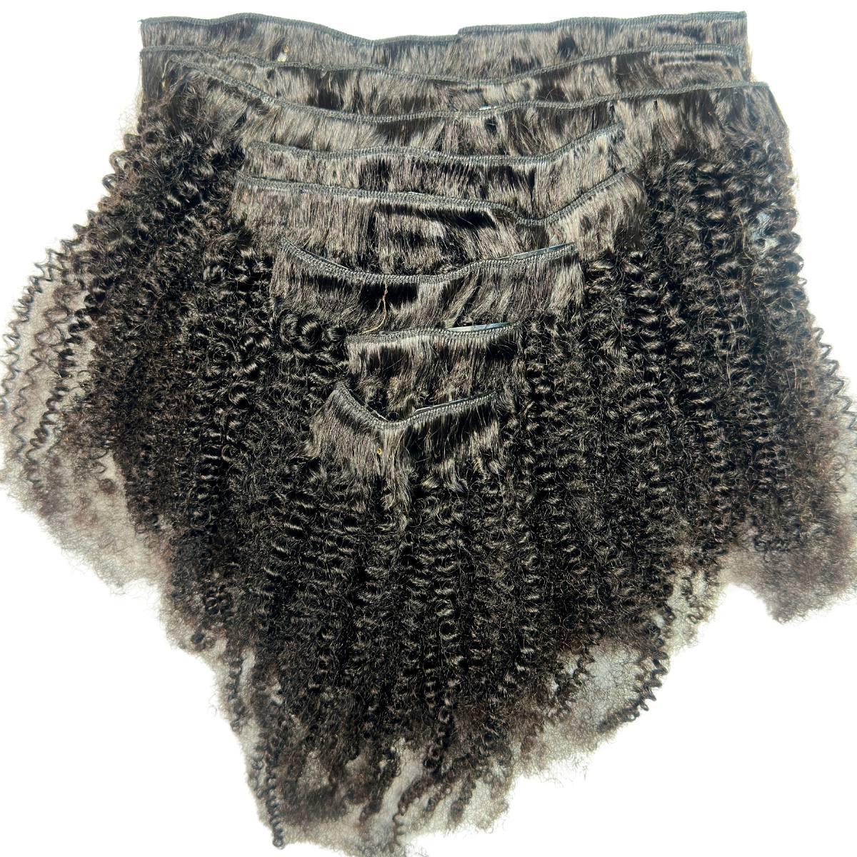 Extensiones de cabello 100% humano con clip, rizadas y muy encrespadas (Afro Kinky Curly)
