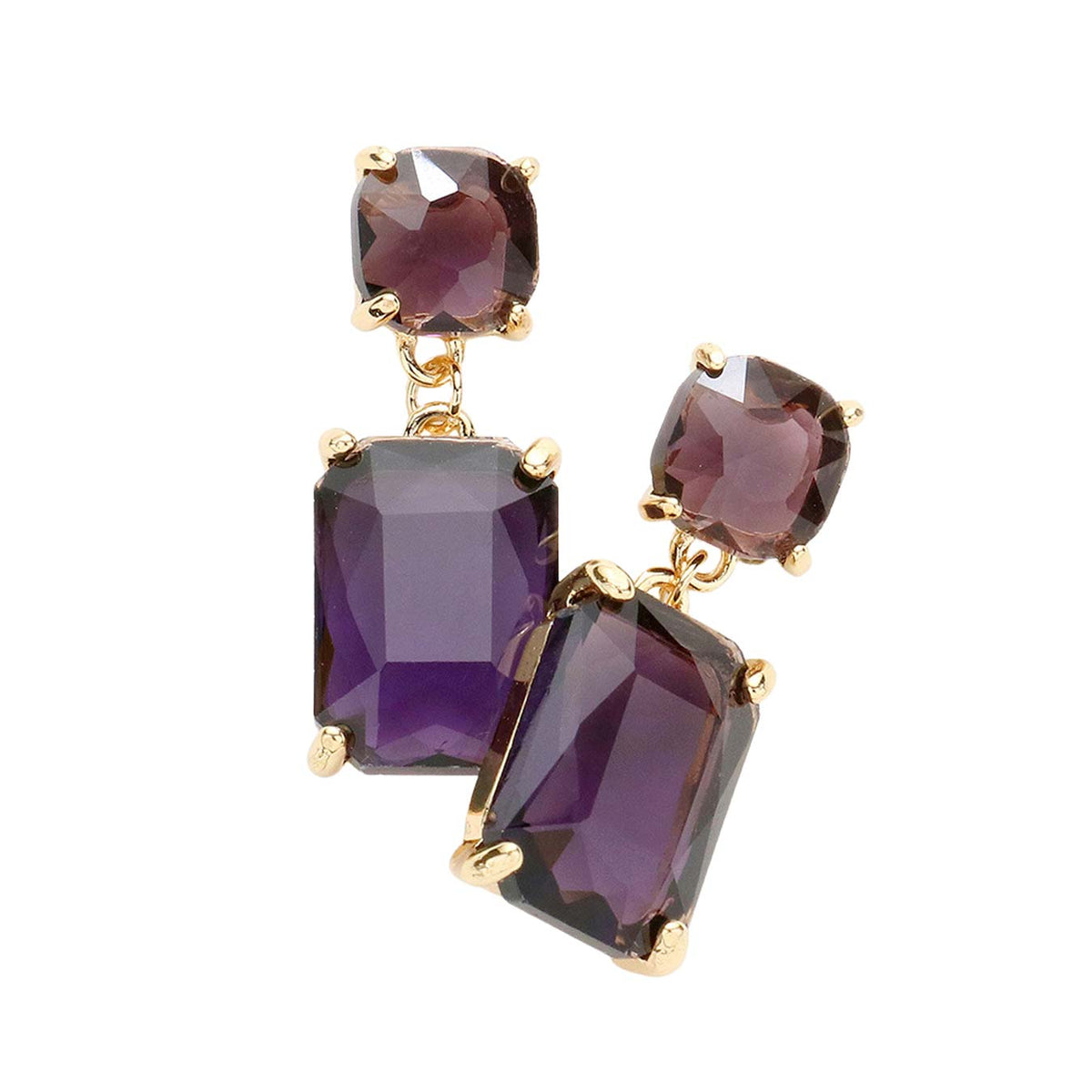 Women's Square Rectangle Link Dangle Evening Earrings