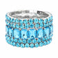 Women's 5Pcs Rectangle Round Stone Stretch Multi Layered Bracelets