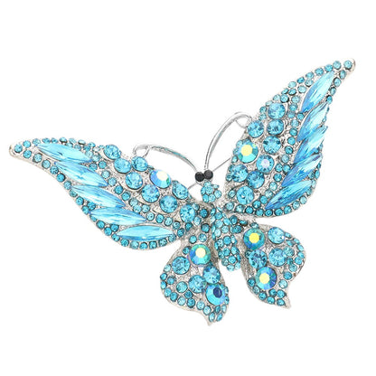 Glass Crystal Butterfly Pin Brooch