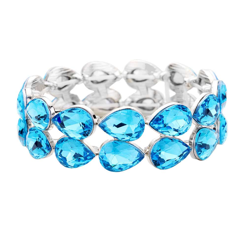 Women's Glass Crystal Teardrop Stretch Evening Bracelet