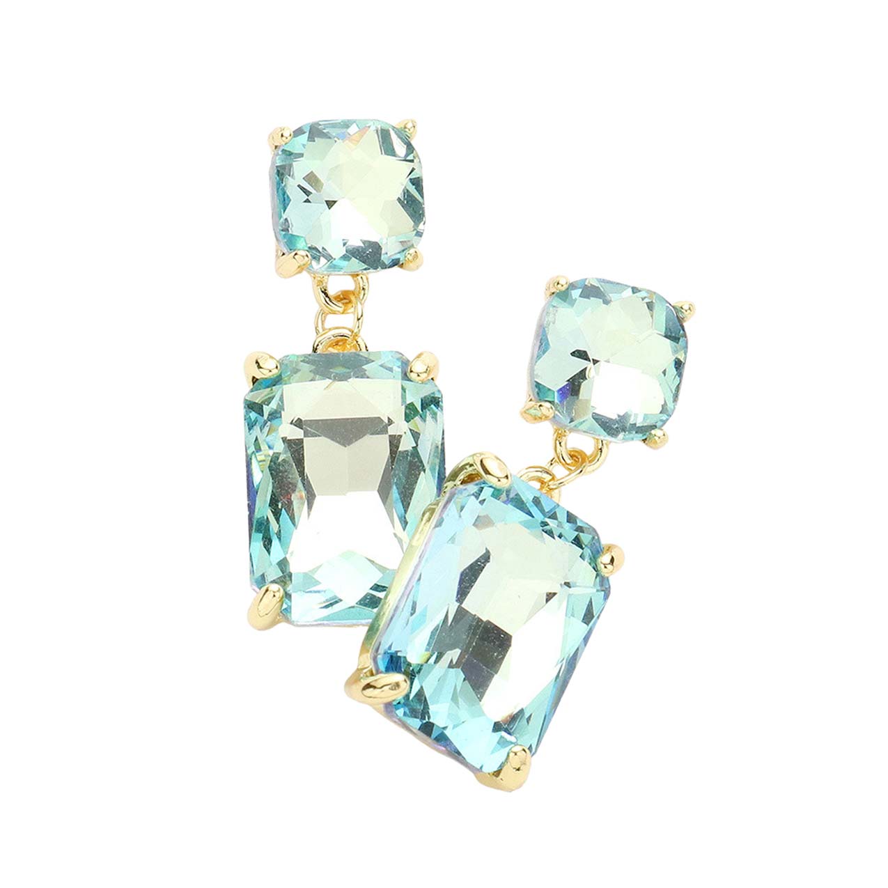 Women's Square Rectangle Link Dangle Evening Earrings
