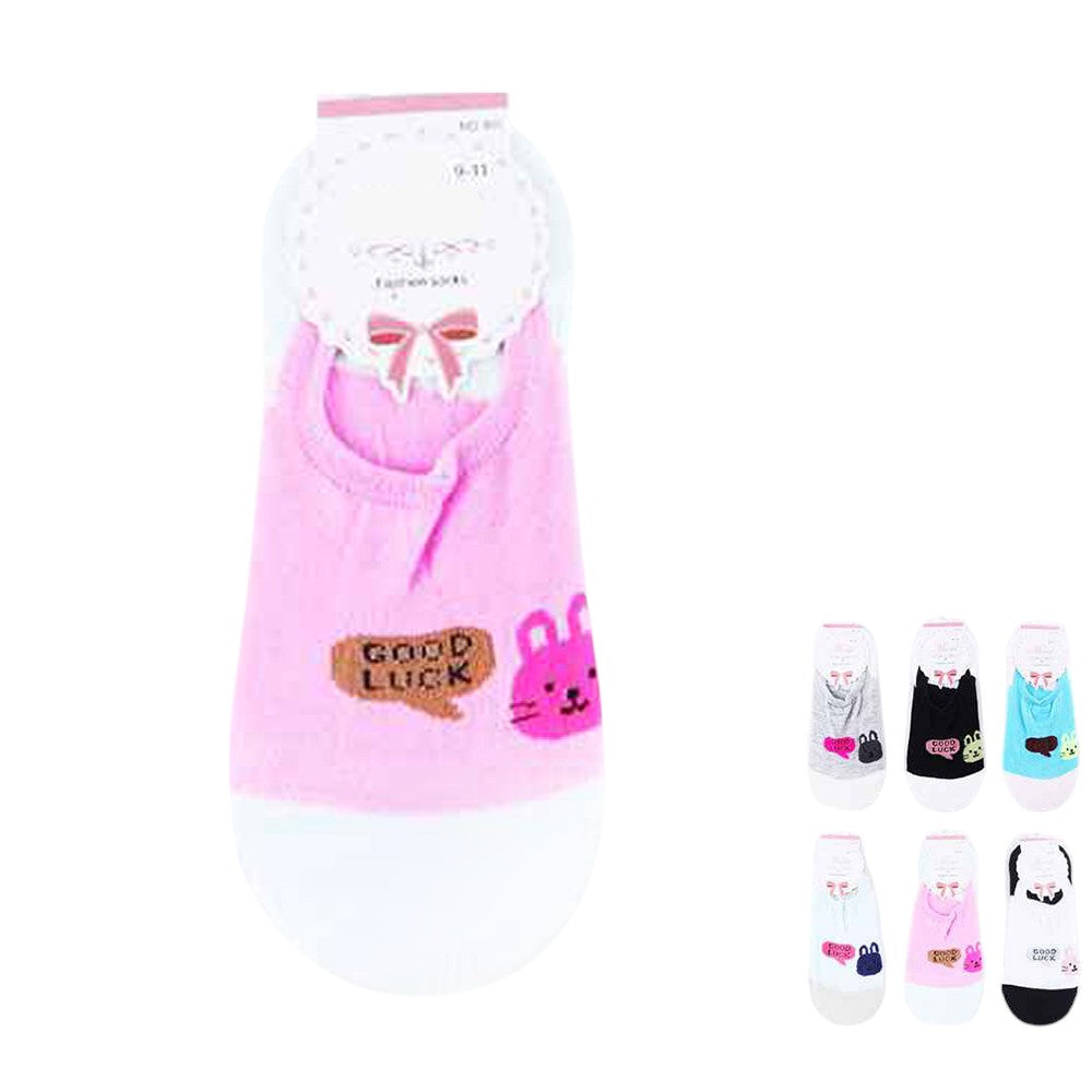 12Pairs - Good Luck Message Bunny Socks