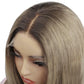Peluca de cierre de cabello 100% humano, sin pegamento, con encaje HD 5x5, con coloración profesional, de Otoño Crudo