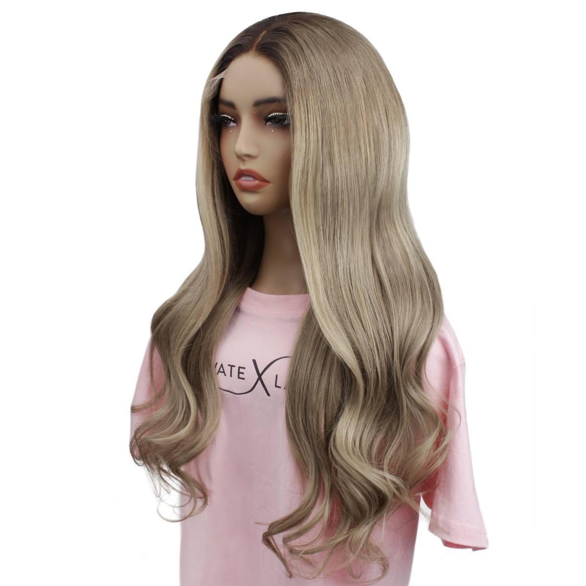 Peluca de cierre de cabello 100% humano, sin pegamento, con encaje HD 5x5, con coloración profesional, de Otoño Crudo