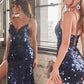 Cinderella Divine B1141 - Atuendo largo hasta el suelo, sexy, escote en V, paillettes, ajustado, con abertura lateral