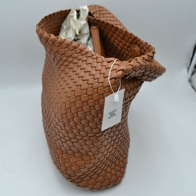Woven Slouchy Shoulder Bag with Matching Zipper Pouch Set