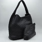 Woven Slouchy Shoulder Bag with Matching Zipper Pouch Set
