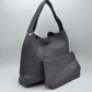 Woven Slouchy Shoulder Bag with Matching Zipper Pouch Set
