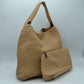 Woven Slouchy Shoulder Bag with Matching Zipper Pouch Set